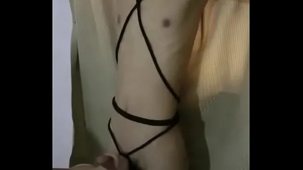 Asian boy bounded and cum Tabung hangat yang besar