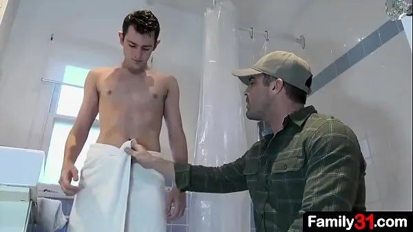 Big Stepdad walks in on the boy taking a shower and is captivated by his youthful body warm Tube