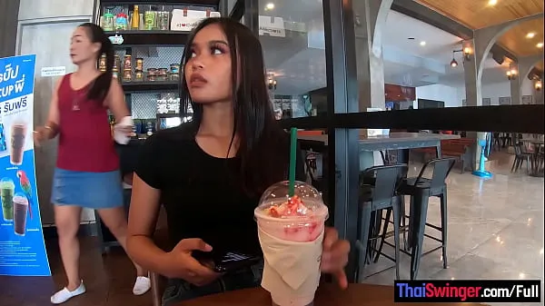 Big Starbucks coffee date with gorgeous big ass Asian teen girlfriend warm Tube