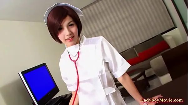 Big Ladyboy Nurse Shuy Strips Out From Her Uniform warm Tube
