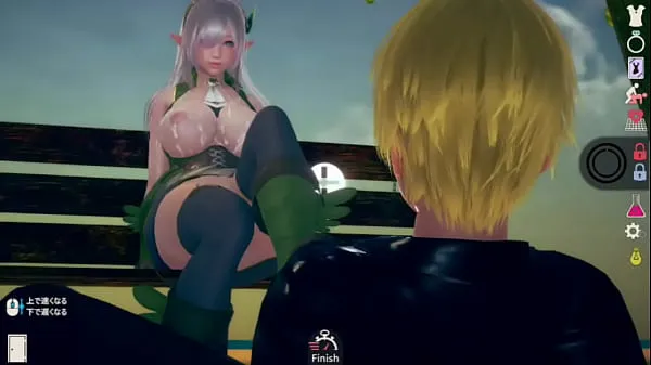 Velká Eroge AI 〇 woman play video] Sex after having a handjob blowjob service by rubbing the breasts of a silver-haired big breasts elf beauty! 3DCG hentai video [hentai game teplá trubice