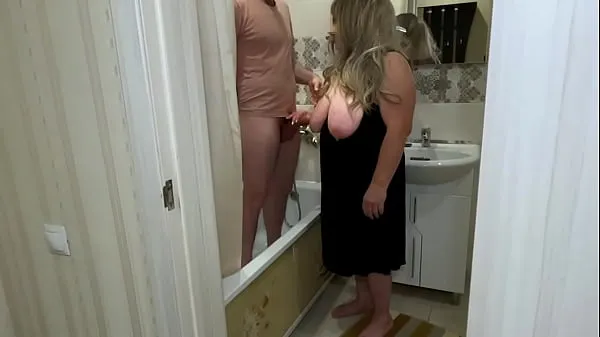 Big Mature MILF jerked off his cock in the bathroom and engaged in anal sex warm Tube