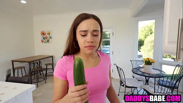 Big Stepdaughter sucks cucumber before blowing stepdad warm Tube