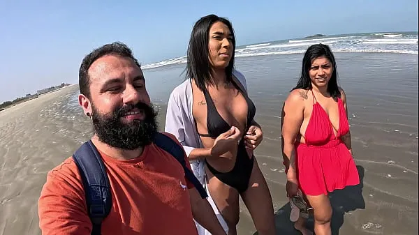 Große Fode Cast - The trans Baianinha came to fuck on the beach outdoors with the Mattos couplewarme Röhre